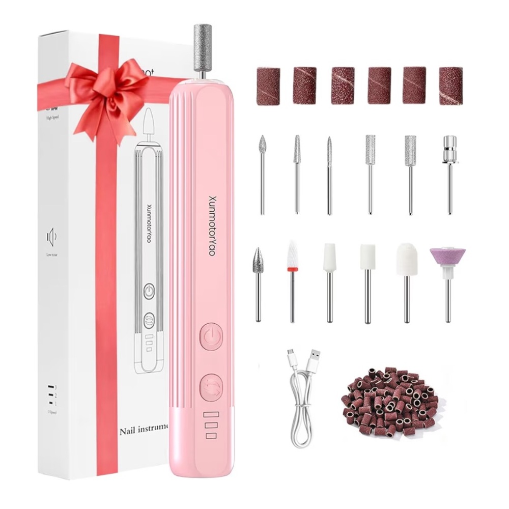 Pink Electric Nail File Set